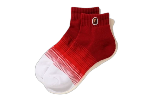 BAPE Ape Head One Point Gradation Ankle Socks Red