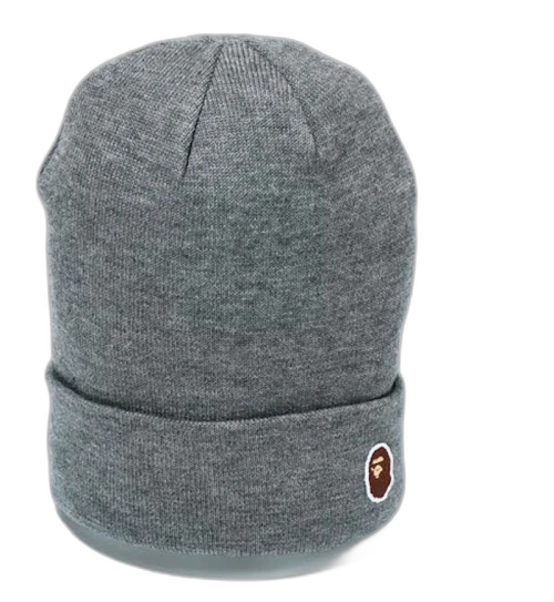 BAPE Ape Head One Point Knit Hat Heather Grey