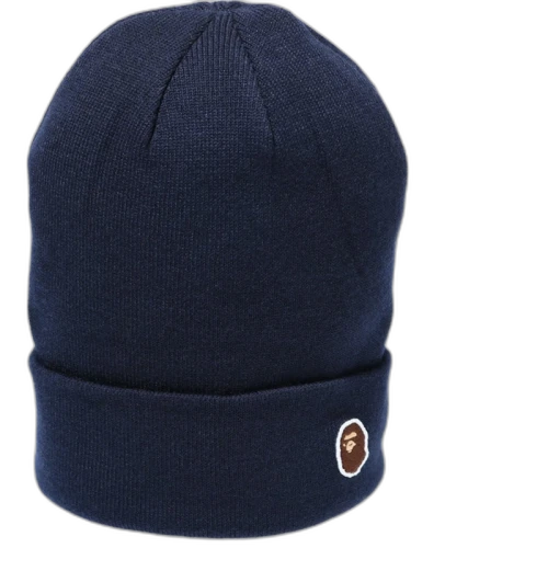 BAPE Ape Head One Point Knit Hat Navy