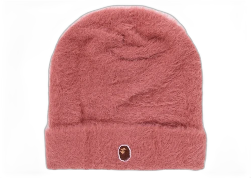 BAPE Ape Head One Point Shaggy Knit Cap Pink