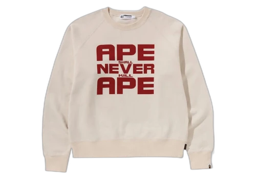 BAPE Ape Shall Never Kill Ape Crewneck Ivory