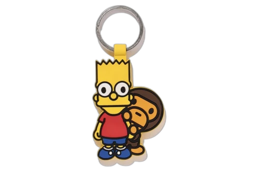 BAPE X The Simpsons Baby Milo Behind Bart Keychain Yellow