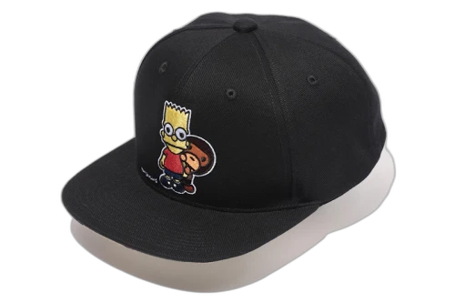 BAPE X The Simpsons Baby Milo Behind Bart Snapback Cap Black