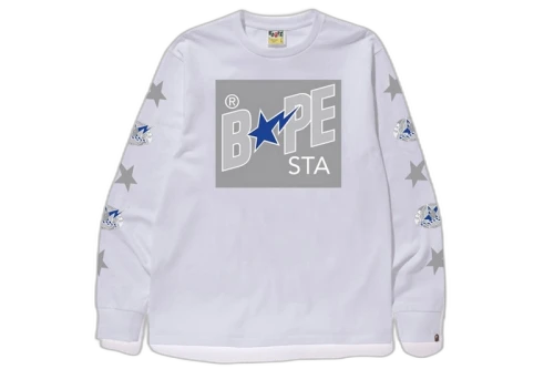 BAPE Bapesta Box L/S Tee White