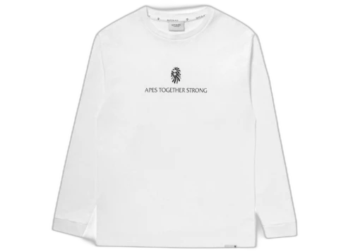 BAPE Black Logo L/S Tee White