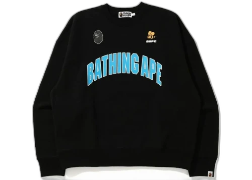 BAPE Busy Works College Loose Fit Crewneck Black