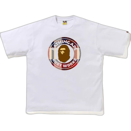 BAPE Check Busy Works Relaxed Tee White/Red
