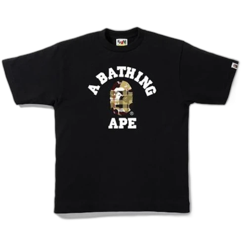 BAPE Check Camo College Tee Black/Beige