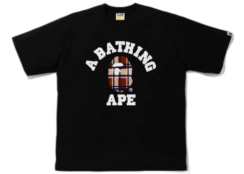 BAPE Check College Relaxed Fit Tee Black/Red