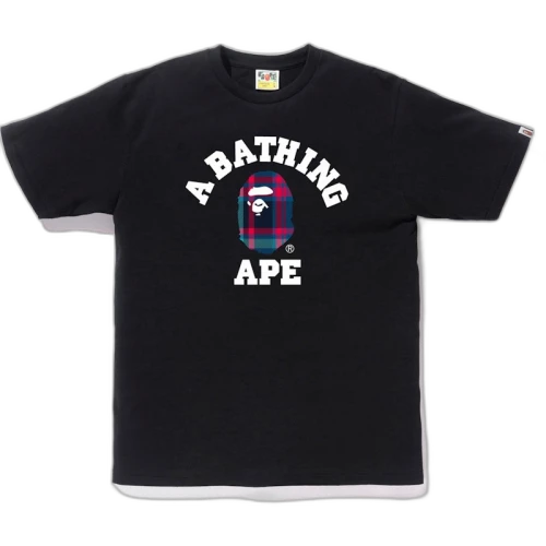 BAPE Check College Tee Black/Navy
