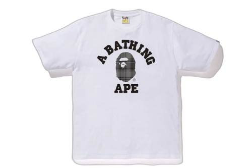 BAPE Check College Tee White/Black