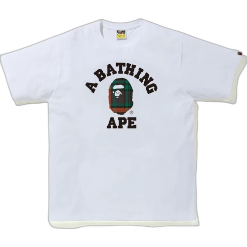 BAPE Check College Tee White/Green