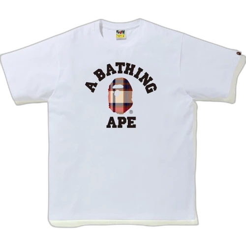 BAPE Check College Tee White/Red