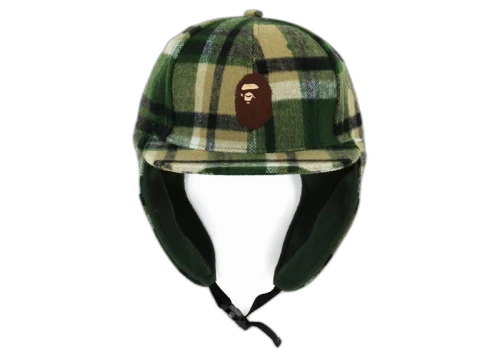 BAPE Check Earmuffs Cap Olivedrab