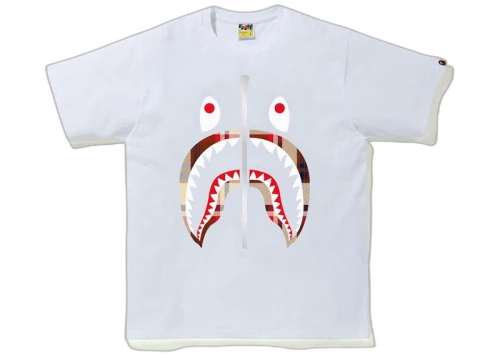 BAPE Check Shark Tee White/Red