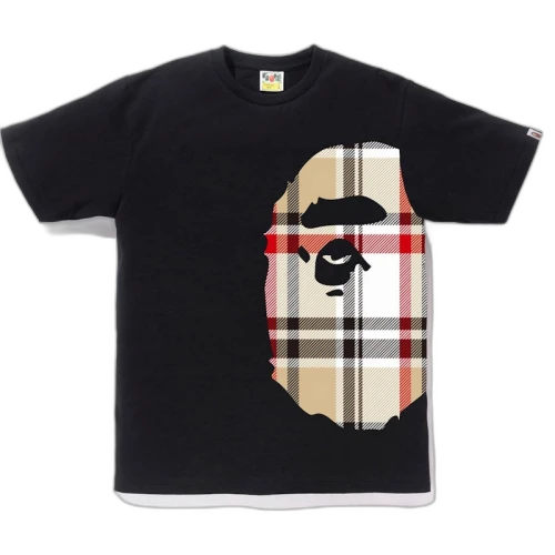 BAPE Check Side Big Ape Head Tee Black/Beige