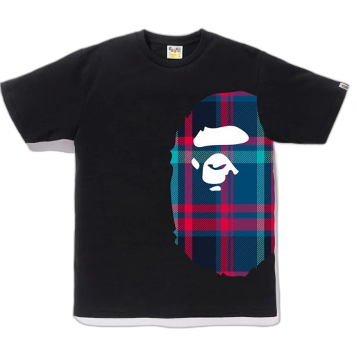 BAPE Check Side Big Ape Head Tee Black/Navy