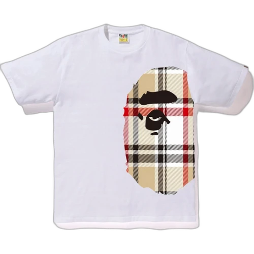 BAPE Check Side Big Ape Head Tee White/Beige