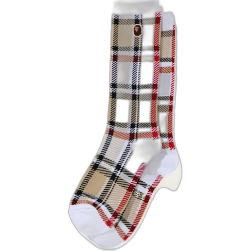 BAPE Check Socks Beige