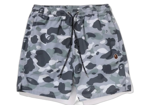 BAPE City Camo Ape Head One Point Beach Shorts Gray
