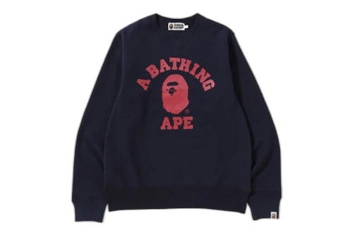 BAPE College Heavy Weight Crewneck Navy