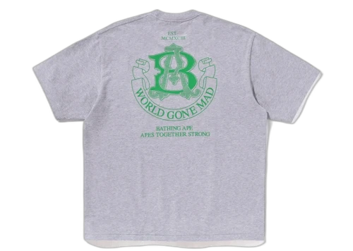 BAPE College Logo Relaxed Fit Tee Heather Grey