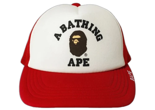 BAPE College Mesh Cap Red