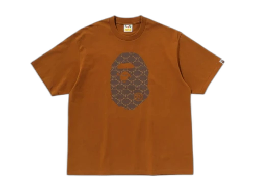 BAPE College Monogram Ape Head Relaxed Fit Tee Beige