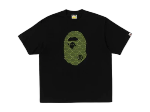BAPE College Monogram Ape Head Relaxed Fit Tee Black
