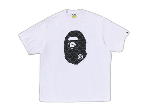 BAPE College Monogram Ape Head Relaxed Fit Tee White
