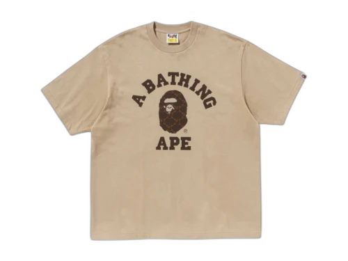 BAPE College Monogram College Relaxed Fit Tee Beige