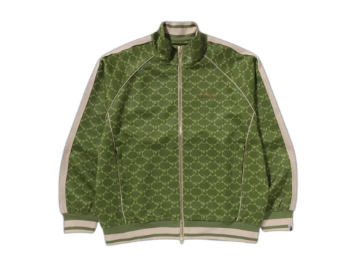 BAPE College Monogram Logo Relaxed Fit Track Jacket Olivedrab
