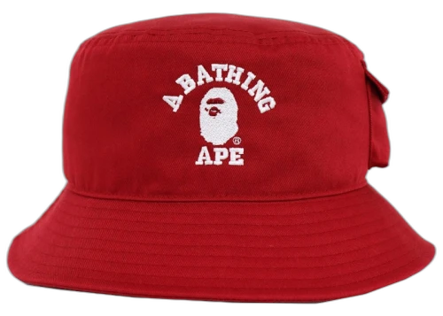 BAPE College Pocket Bucket Hat Red