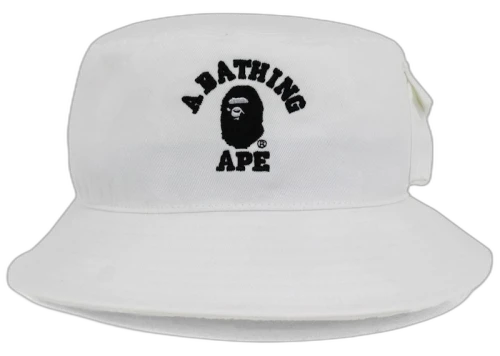 BAPE College Pocket Bucket Hat White