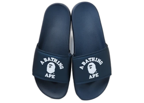 BAPE College Slide Sandals Navy