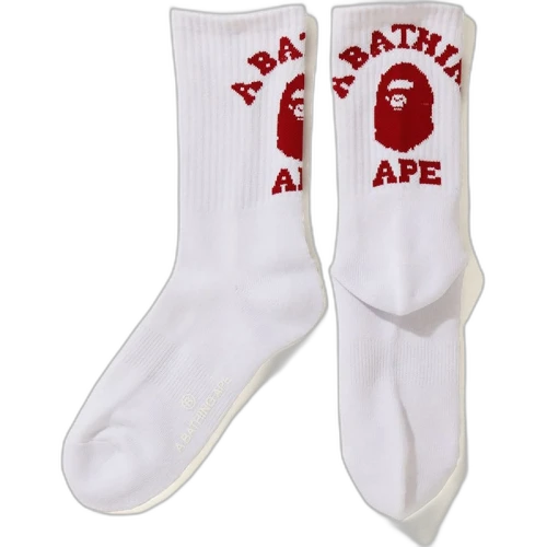 BAPE College Socks White/Red