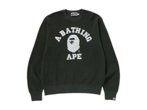 BAPE College Waffle Crewneck Sweater Green