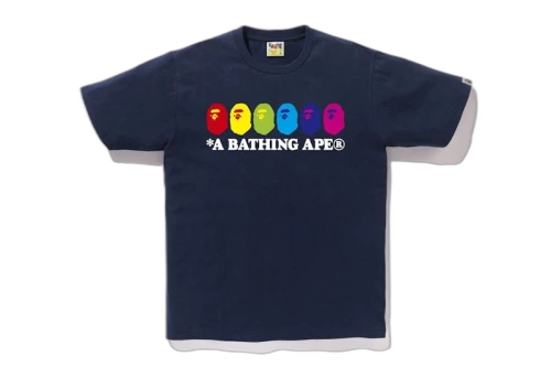 BAPE Color Ape Heads Tee Navy