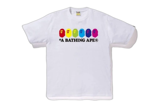 BAPE Color Ape Heads Tee White