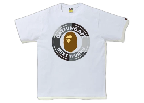 BAPE Color Block Busy Works Tee White/Black