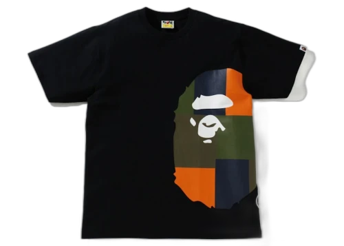 BAPE Color Block Side Big Ape Head Tee Black/Orange