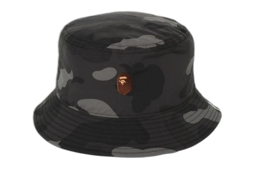 BAPE Color Camo Ape Head One Point Bucket Hat Black