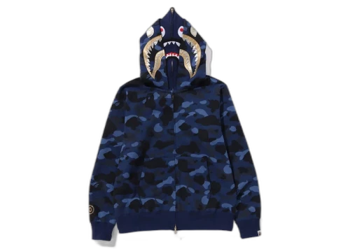 BAPE Color Camo Double Shark Full Zip Hoodie (SS24) Navy