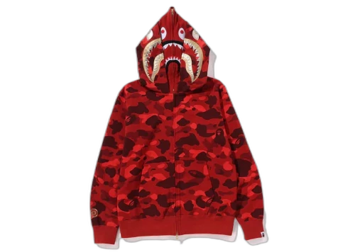 BAPE Color Camo Double Shark Full Zip Hoodie (SS24) Red
