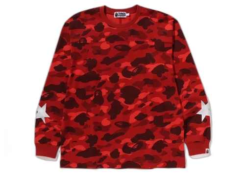 BAPE Color Camo Relaxed Fit L/S Tee Red