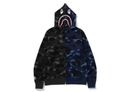 BAPE Color Camo Separate Shark FZ Hoodie Black/Navy