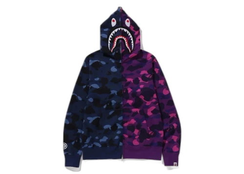 BAPE Color Camo Separate Shark FZ Hoodie Navy/Purple