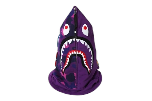 BAPE Color Camo Shark Face Mask Purple