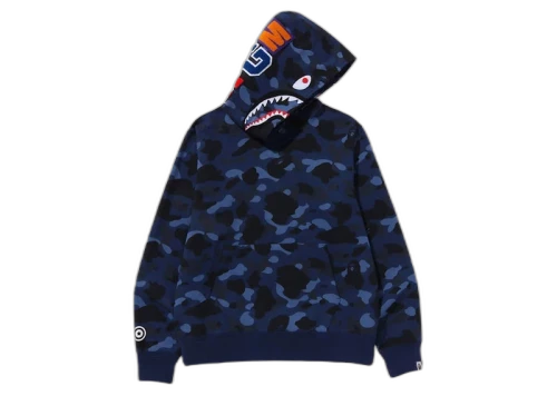 BAPE Color Camo Shark Pullover Hoodie Navy