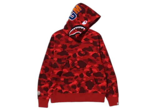 BAPE Color Camo Shark Pullover Hoodie Red